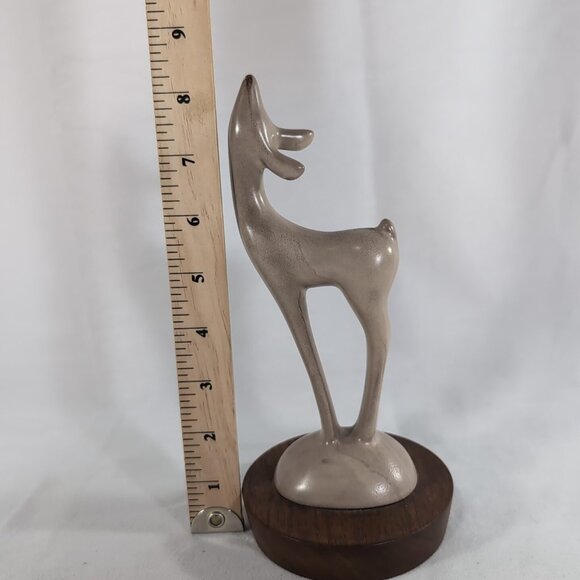 Herta Wildlife Series Canadian Solid Walnut Deer Figure Statue Doe Wood Ceramic - Picture 12 of 12